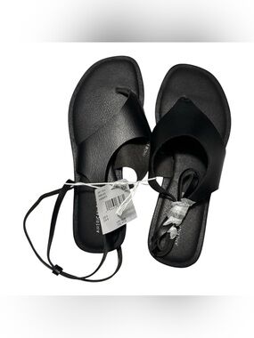 NWT American Eagle Black Lace-Up Ankle Tie Thong Sandals Size 8